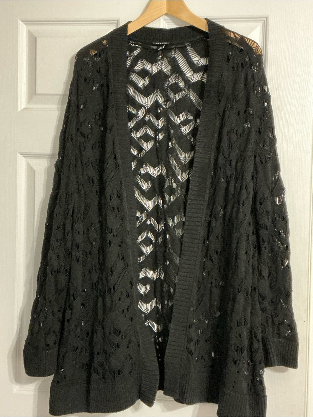 Torrid Crochet Lace Long Black Cardigan Sweater